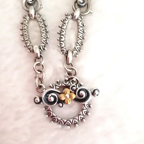 18" BARBARA BIXBY SIGNATURE STERLING SILVER AND 18k GOLD FLOWER TOGGLE NECKLACE - Picture 4 of 10
